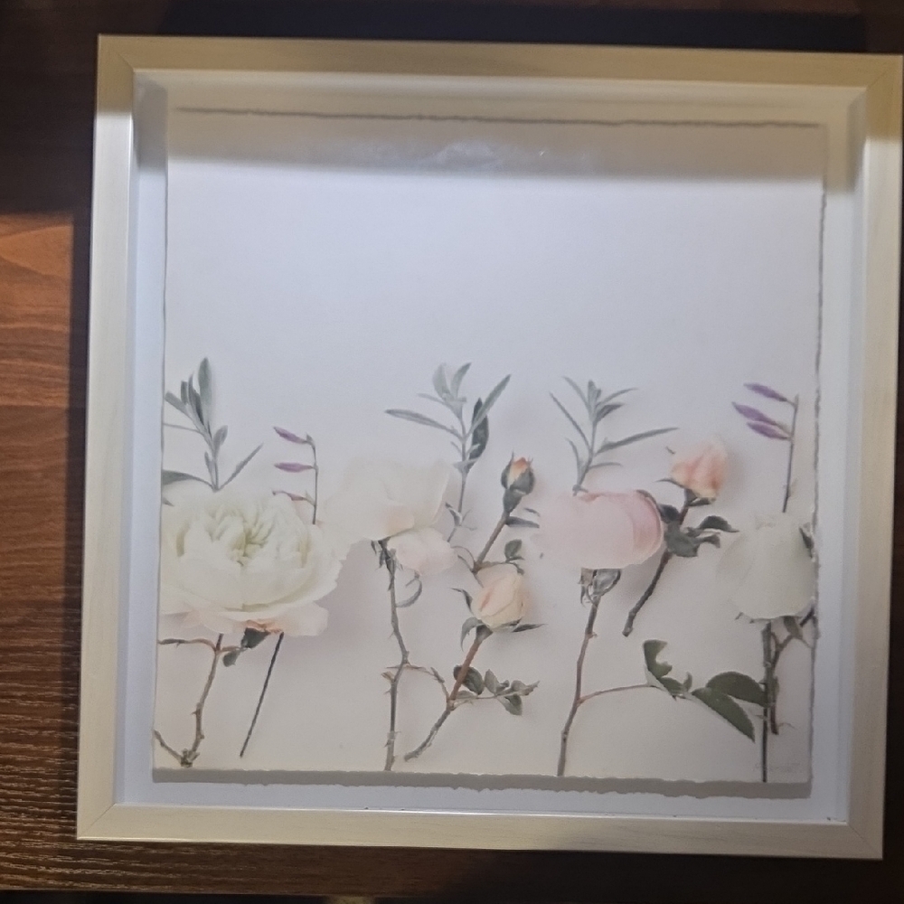 Floral White Wall Art Wooden Frame Picture - Picture 2 of 6